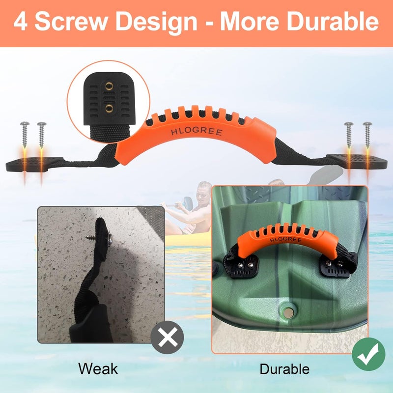 HLOGREE Kayak Handles 2/4 Pack,Kayak Carry Handle with Rivets,Kayak Replacement Handles,Kayak Handles for Emotion/Pelican/Hobie/Lifetime/sit on top/Ocean/Wilderness Accessories,Kayak Parts - Image 3